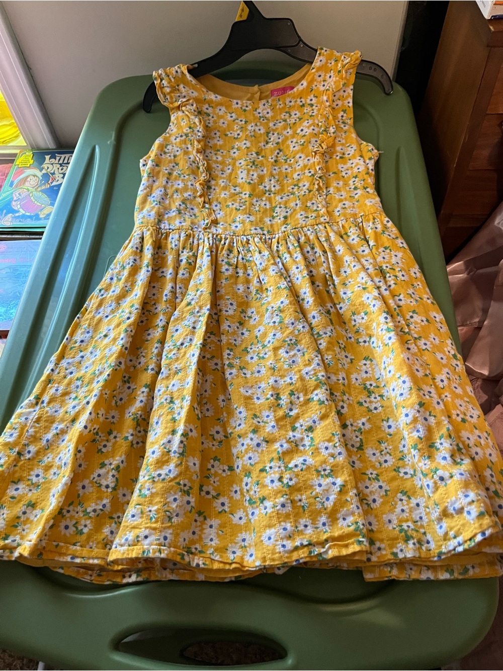 Zunie Yellow Floral Ruffle-Sleeve Casual Dress
